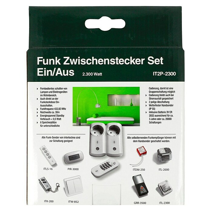 Intertechno Funksteckdosen-Set IT2P-2300 (Weiß, Max. Anschlussleistung: 2.300 W) | BAUHAUS