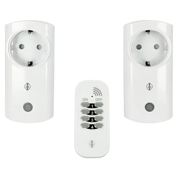 Intertechno Funksteckdosen-Set IT2P-2300 - Weiß, Max. Anschlussleistung: 2.300 W - Zwei weiße Funksteckdosen mit einer dazugehörigen Fernbedienung. Perfekt für die Steuerung von Geräten per Knopfdruck.