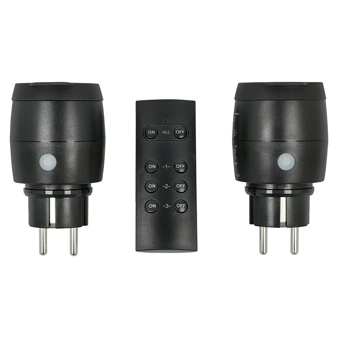 REV Funksteckdosen-Set Mini Outdoor (Schwarz, Max. Anschlussleistung: 3.680 W) | BAUHAUS