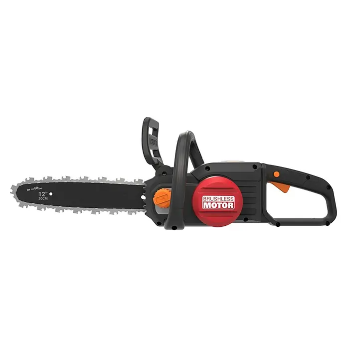 Worx PowerShare 20V Akku-Kettensäge WG350E.9 - 20 V, Li-Ionen, Ohne Akku - Bild einer Akku-Kettensäge mit 30 cm Schwertlänge und bürstenlosem Motor für den Einsatz im Garten.