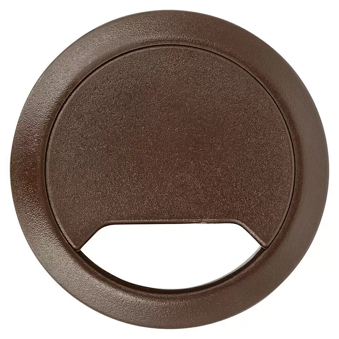 Kabeldurchführung - Braun, Durchmesser: 60 mm - Runde, braune, strukturierte Kunststoff-Kabeldurchführung für Schreibtischöffnungen.
