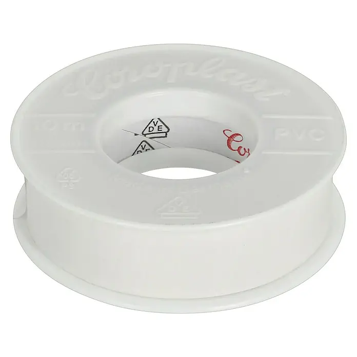 Coroplast PVC-Isolierband - 10 m x 15 mm, Weiß - Weißes Dichtungsband aus PVC von Europlast, ideal für Sanitäranwendungen und Abdichtungen.