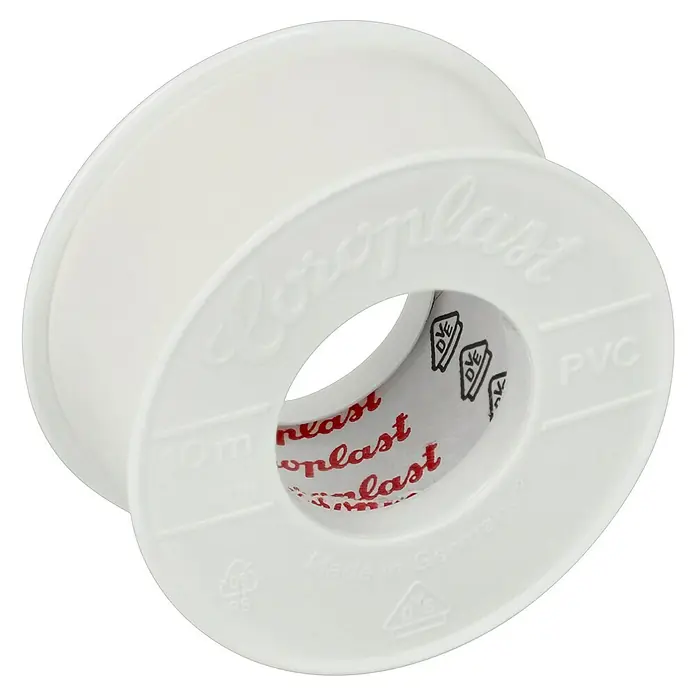 Coroplast PVC-Isolierband - 10 m x 25 mm, Weiß - Eine Rolle weiβes Coroplast-PVC-Isolierband. Diese Rolle Klebeband ist für Isolierungs- und Reparaturarbeiten an Kabeln und Leitungen geeignet.