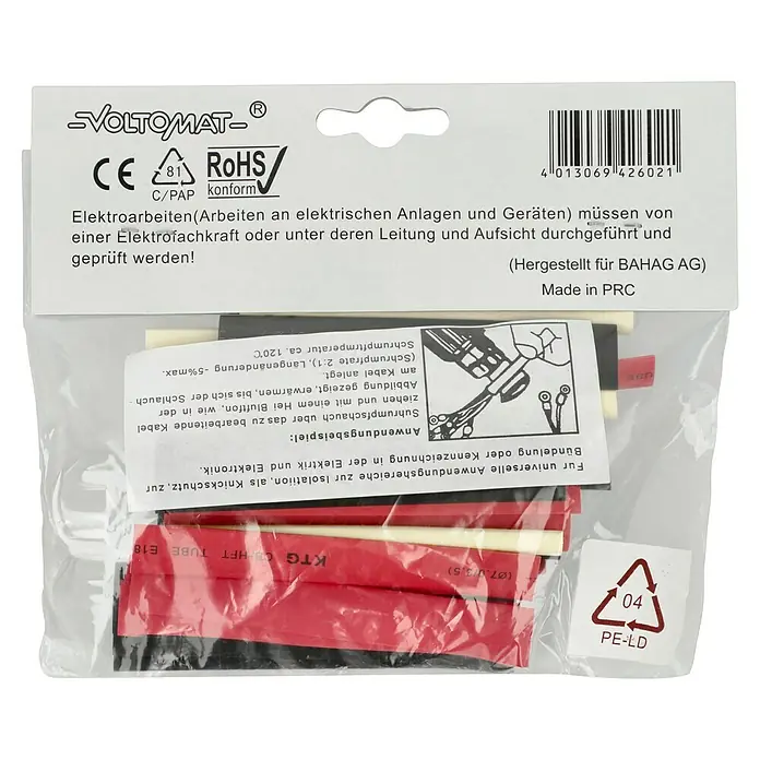 Schrumpfschlauch-Set - Durchmesser: 5 mm - 10 mm, 30 Stk., Gelb, Rot, Schwarz - Schrumpfschlauch-Sortiment von VOLTOMAT, geeignet zur Isolation und Kennzeichnung in der Elektrik und Elektronik.