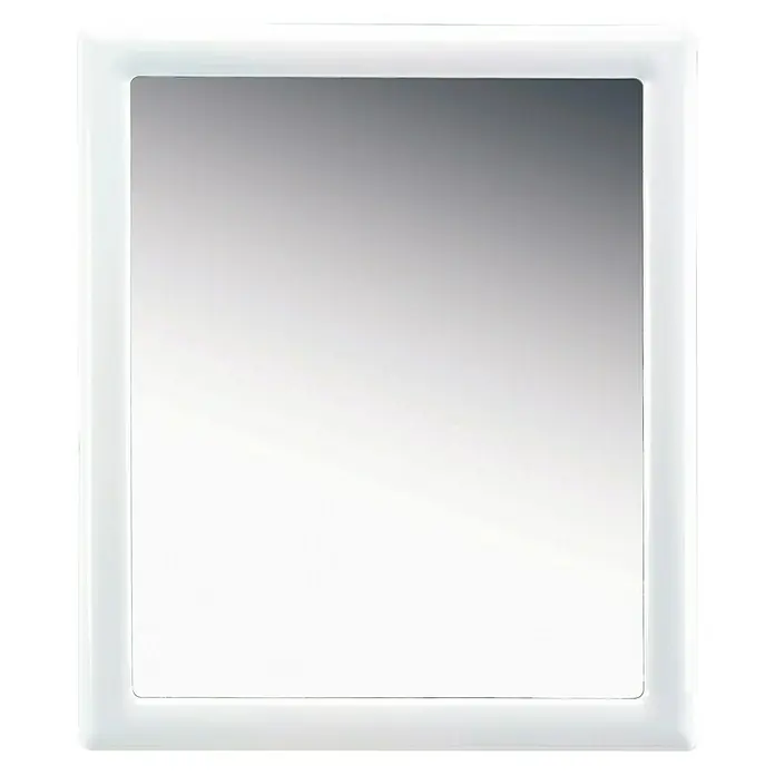 Camargue Espejo con marco Aneto - 55 x 65 cm, Blanco - Espejo de diseño moderno con marco blanco. El espejo refleja un patrón de gradiente sutil, cambiando el brillo de arriba a abajo.