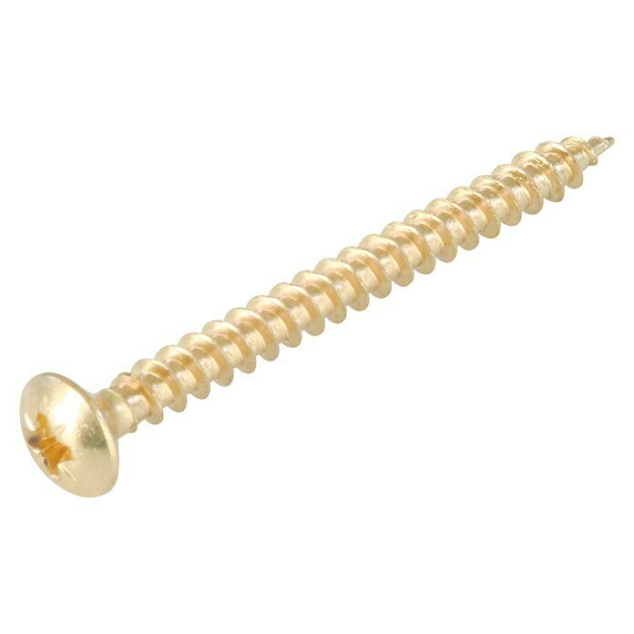 Stabilit Tornillo para tableros de aglomerado (Ø x L: 4,5 x 50 mm, Acero latonado, 15 uds., Cabezal lenticular, Ranura en forma de cruz Pozidriv)