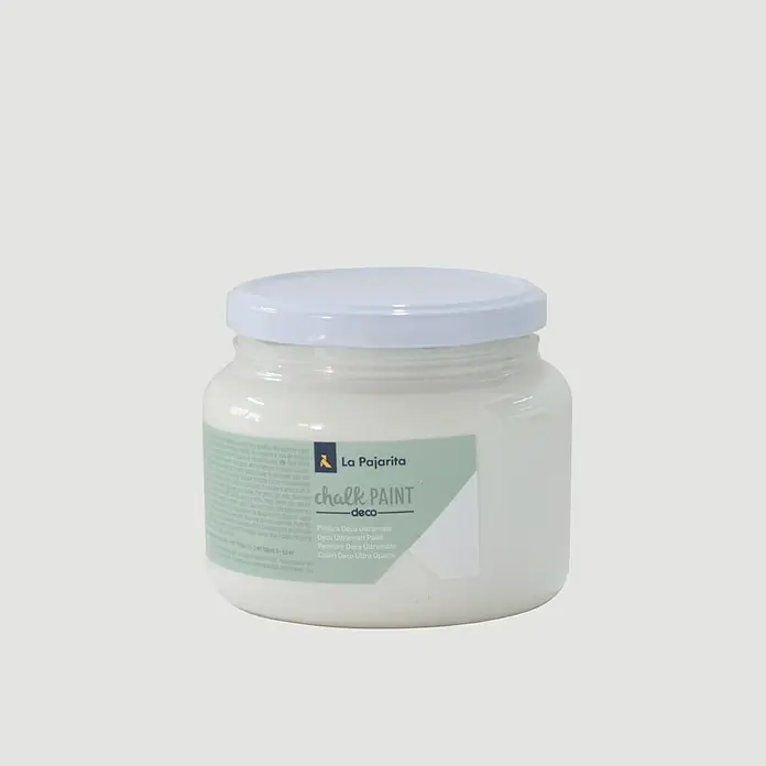 La Pajarita Pintura de tiza Chalk Paint - Jazmín, 500 ml, Mate - Bote de pintura a la tiza La Pajarita Deco: Pintura a la tiza ultra mate para muebles y objetos decorativos, ideal para looks vintage y shabby chic.