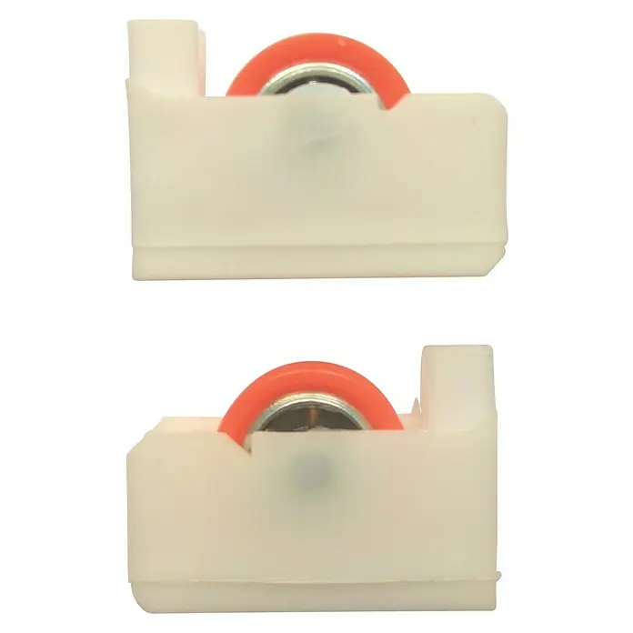 Cojinete de bolas 3-P - Diámetro: 16 mm, Ancho: 11 mm - Dos rodillos blancos para ventanas o puertas con ruedas naranjas. Ideal para un movimiento suave de ventanas y puertas.