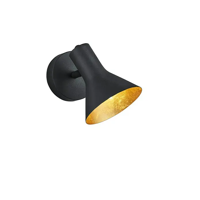 Reality Leuchten Nina Deckenstrahler - 40 W, Gold, Schwarz, E14, 1 Stk. - Elegante schwarze Wandleuchte mit goldener Innenseite. Stilvolle Beleuchtung für Ihr Zuhause, die jedem Raum einen Hauch von Luxus verleiht.