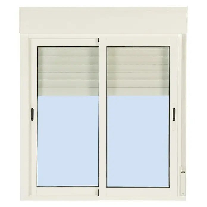 Solid Elements Ventana de aluminio corredera - 120 x 115 cm, Blanco lacado - Ventana corredera blanca con persiana, ideal para una vida moderna, que ofrece luminosidad y privacidad. Diseño elegante para cualquier habitación.