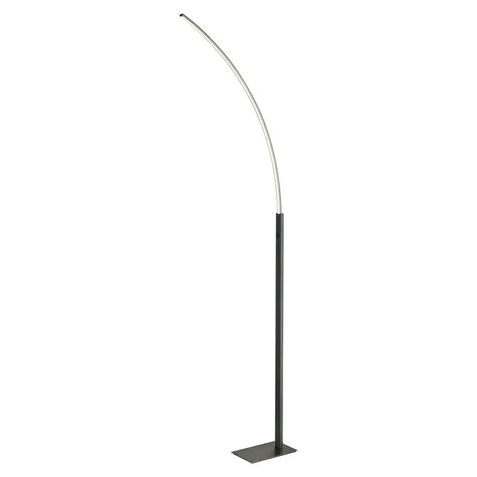 Tween Light LED-Stehleuchte Bahia Midi - Neutralweiß, Höhe: 150 cm - Moderne Stehlampe mit gebogenem, silberfarbenem Leuchtarm und schwarzem Standfuß für stilvolle Beleuchtung im Raum.