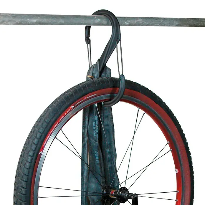 Nite Ize Mosquetón doble S-Biner - An x L: 127 x 2.651 mm, Carga soportada: 45 kg, Plástico, Negro - Colgador de bicicleta con neumático. Una solución práctica para guardar tu bicicleta y ahorrar espacio.