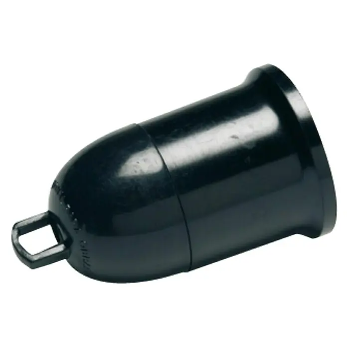 Famatel Casquillo para lámparas provisional - E27, Negro - Portalámparas de plástico negro con ojal rectangular. Robusto y fácil de instalar, ideal para diversas aplicaciones de iluminación.
