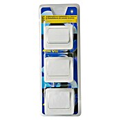 Eurobric 2000 Interruptor/Conmutador E-2 (Blanco, Plástico, Montaje en la pared, 3 uds.)
