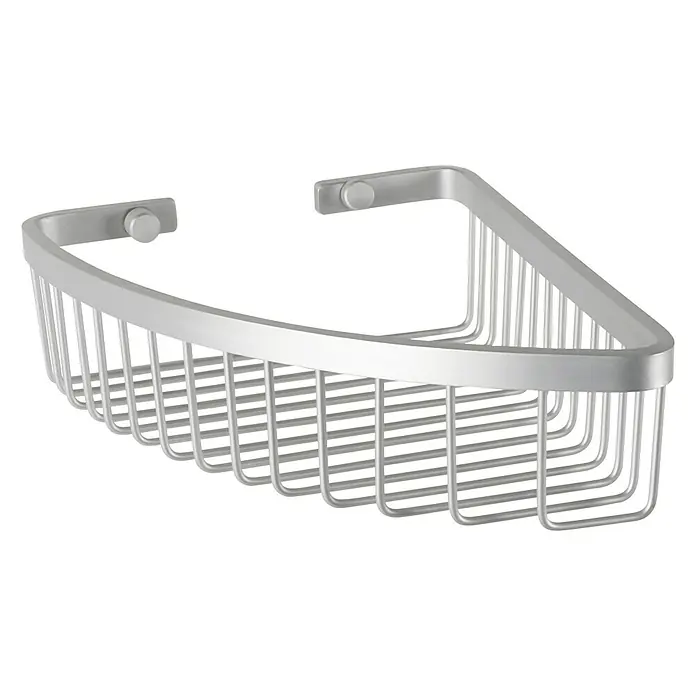 Tatay Cesta de baño angular Ice - L x An x Al: 18 x 22 x 6,5 cm, Plateado - Una cesta de ducha de esquina plateada con diseño de alambre y puntos de montaje para una fácil instalación. Almacenamiento práctico.