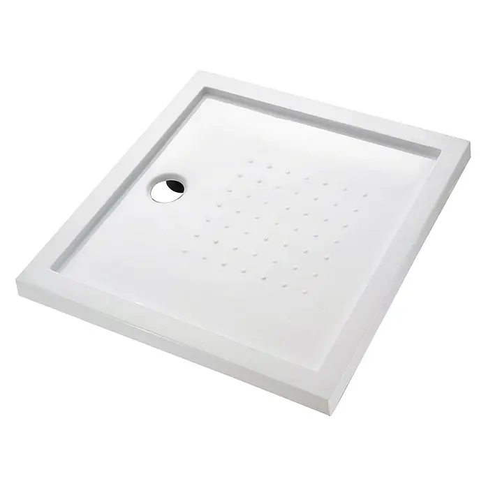 Plato de ducha Code - L x An: 90 x 90 cm, Acrílico sanitario, Blanco - Plato de ducha blanco con desagüe y ligera textura para una ducha segura. Apto para baños modernos y de fácil instalación.