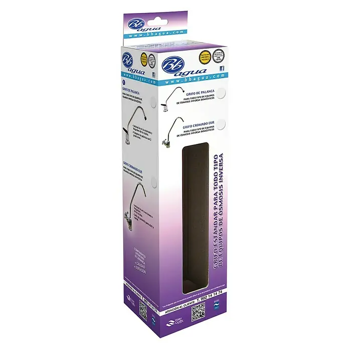Bb agua Grifo pulsador negro Ósmosis - Latón - Embalaje del producto para un grifo de agua para sistemas de ósmosis de Bb agua.