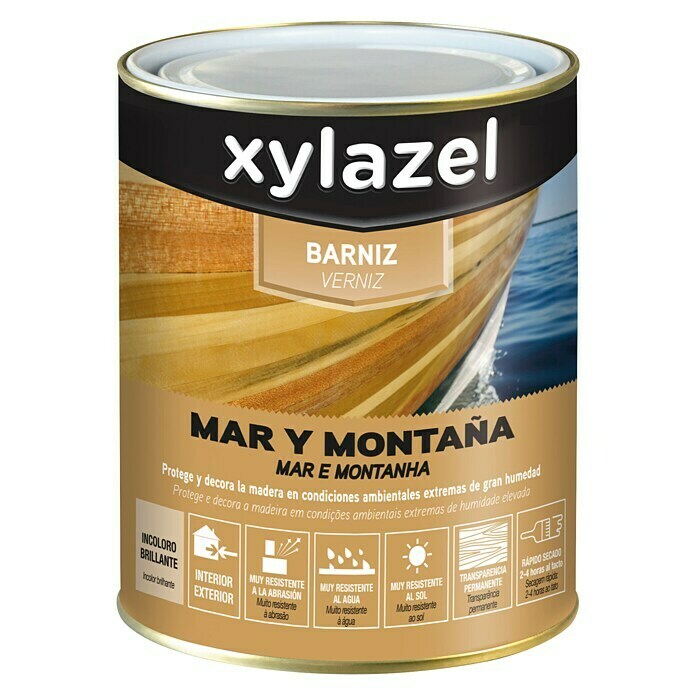 Xylazel Barniz para madera Mar y montaña (Incoloro, Brillante, 750 ml)
