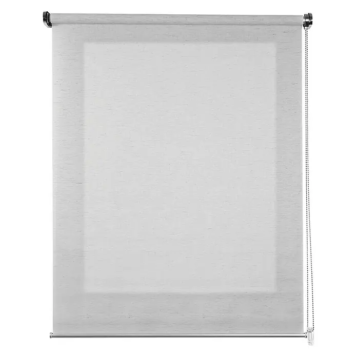Estor enrollable Roll-up Scandi - An x Al: 80 x 250 cm, Lino, Unicolor - Estor enrollable gris con tirador de cadena para ventanas, que ofrece privacidad y permite que la luz se filtre.