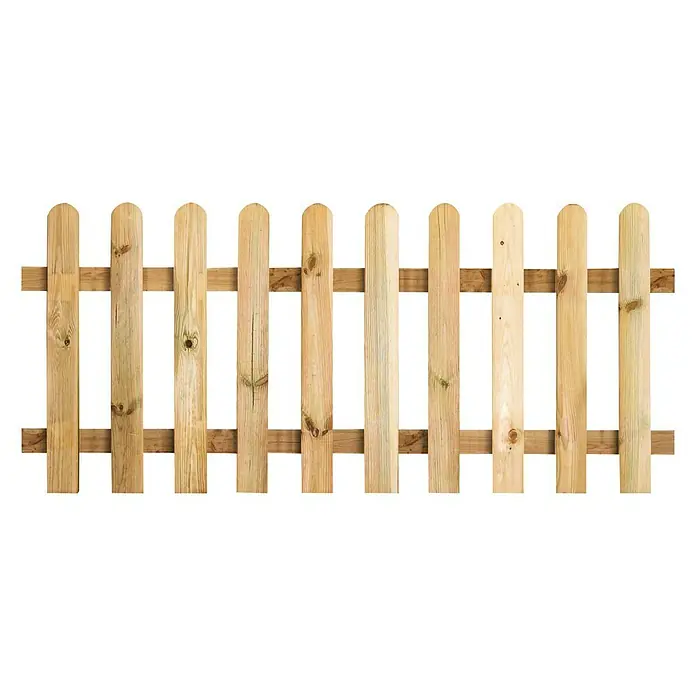 Cerland Valla de madera Clelia - Natural, An x Al: 1,8 x 0,7 m - Valla de madera para jardín o propiedad, formada por tablones verticales unidos con listones horizontales.