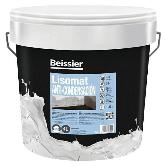 Beissier Pintura antihumedad Lisomat (Blanco, 4 l, Mate)
