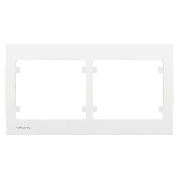 Siemens Delta Iris Marco - Blanco, Modelo de mecanismos: x 2, Plástico, Colocar - Caja de conexión de dispositivo doble Siemens blanca para instalaciones eléctricas con recortes rectangulares para un montaje fácil.
