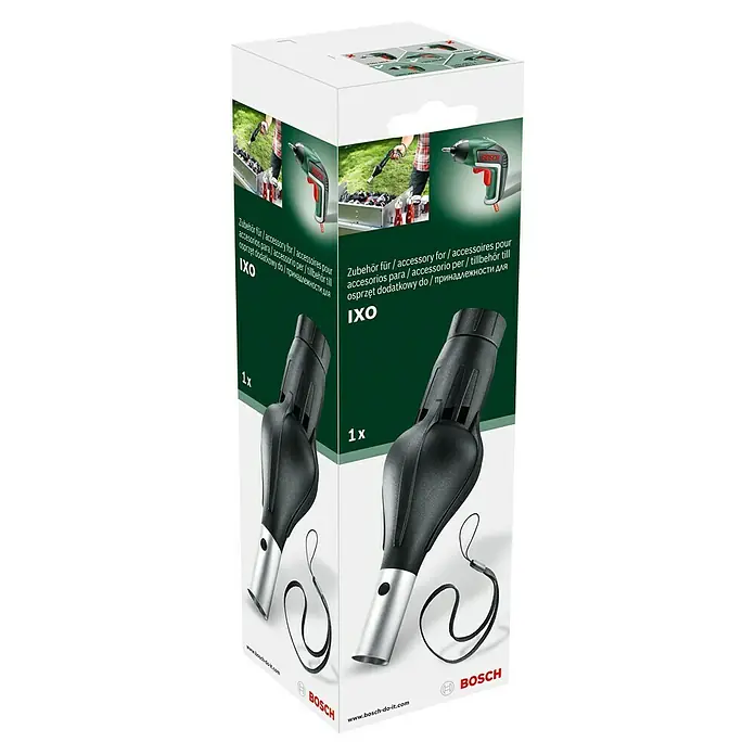 Bosch Gebläseaufsatz - Passend für: Bosch Easy Akkuschrauber IXO III/IV/V/VI - Bild einer Bosch IXO Grillbürsten-Aufsatzverpackung. Praktisches Zubehör für den Bosch IXO Akkuschrauber zum Reinigen von Grillrosten.