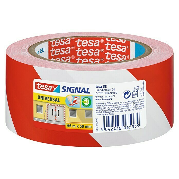 tesa Cinta de señalización Signal Universal rojo y blanco (66 m x 50 mm)