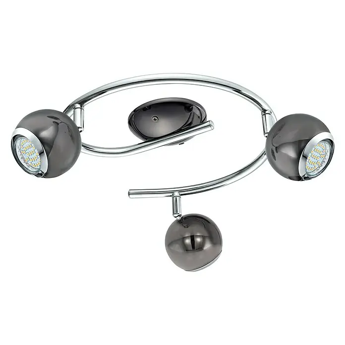 Eglo Plafón LED Bimeda - 9 W, L x An x Al: 29 x 29 x 34,5 cm, Antracita, Blanco cálido - Elegante lámpara de techo con tres focos cromados ajustables, perfecta para iluminación moderna en cualquier habitación.