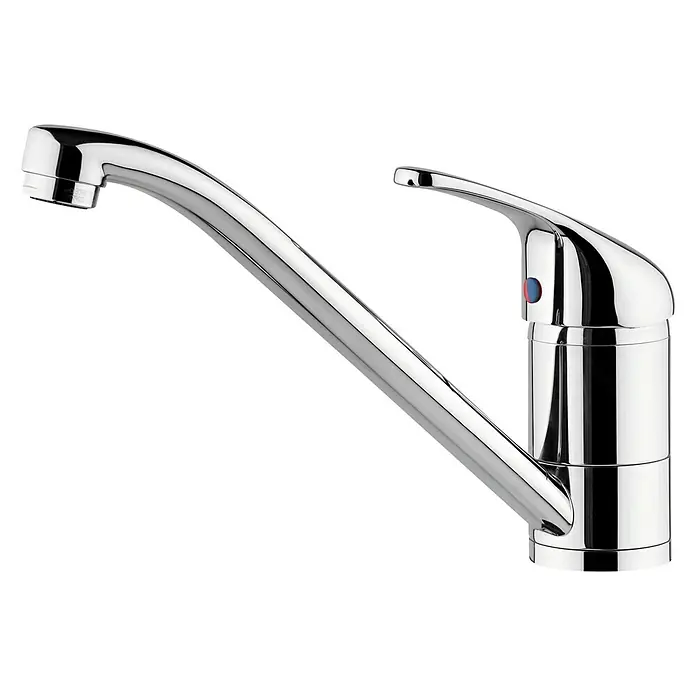 Pyramis Spültischarmatur Modo - Chrom, Glänzend, Beweglichkeit Auslauf: Schwenkbar - Glänzender Chrom-Wasserhahn. Das moderne Design des Mischbatterie mit geschwungenem Auslauf und Bedienhebel ist ein Blickfang.
