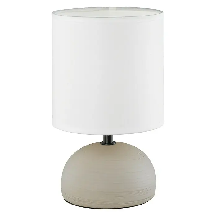 Trio Leuchten Tischleuchte Luci - 40 W, Ø x H: 14 x 23 cm, Cappuccino, E14 - Die moderne Tischlampe mit einem schlichten, zylindrischen Lampenschirm und einem runden, cremefarbenen Sockel ist eine elegante Ergänzung für jeden Raum.