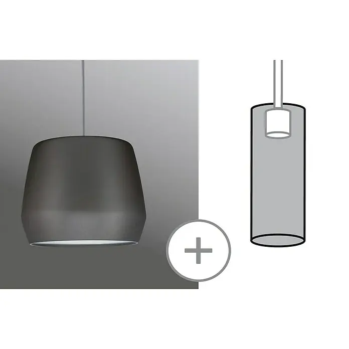 Paulmann URail 2Easy Lampenschirm Pirm - Durchmesser: 28 cm, Grau, Metall, Rund - Hängeleuchte in Grau mit sanft abgerundeter Form für eine moderne Beleuchtung. Inklusive technischer Zeichnung für detaillierte Einblicke.