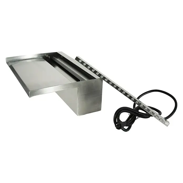 Ubbink Einbau-Wasserfall Niagara LED 30 Wall - 20 x 30 x 10 cm, Edelstahl, Leuchtmittel: LED - Edelstahl-Wasserfall mit LED-Beleuchtung, ideal für den Garten oder den Pool. Die Beleuchtung sorgt für eine stimmungsvolle Atmosphäre.