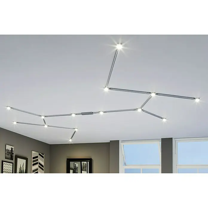 Paulmann URail Linienverbinder LED - 5,8 W, Chrom matt, L x B x H: 22,5 x 5,7 x 2,7 cm - Deckenleuchte im modernen Design. Die Lampe mit mehreren Armen und integrierten LEDs sorgt für helles und stilvolles Licht im Raum.