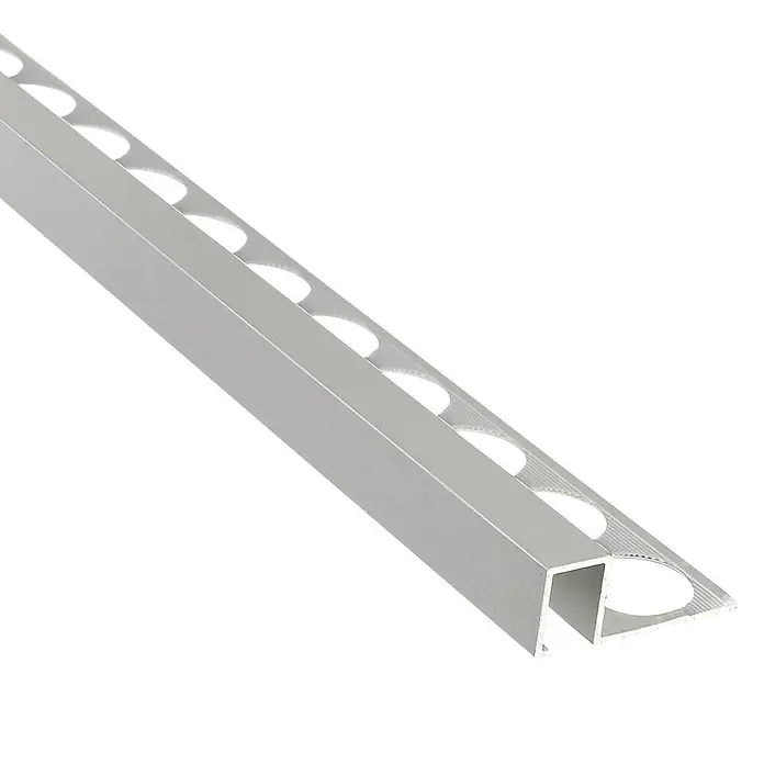 Perfil cuadrado multiusos - Aluminio, Plateado, 12 mm, Mate - Perfil de remate de azulejos plateado para bordes limpios. Material duradero para el acabado perfecto de trabajos de alicatado.