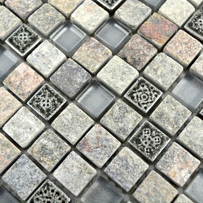 Mosaikfliese Quadrat Crystal Mix XCM M710 (30 x 30 cm, Grau, Matt)