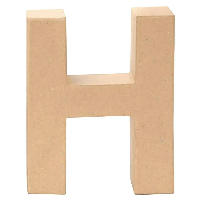 Glorex Papp-Buchstabe - Motiv: H, Pappe, L x B x H: 17,5 x 13,5 x 5,5 cm - Ein unbemalter Pappmaché-Buchstabe H, ideal für individuelle Bastelprojekte und Dekorationen.