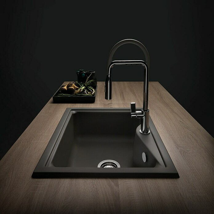 Poalgi Fregadero encastrable City 320 (51 x 62 cm, Gelcoat, Negro)