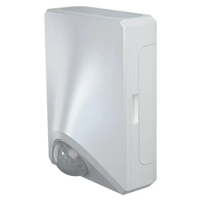 Osram Luz para puerta LED Updown - Blanco, Funciona con pilas, 41 x 70 x 90 mm - Imagen de un detector de movimiento blanco diseñado para seguridad interior, compacto y discreto. Genial para automatización.