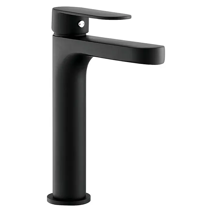Rousseau Grifo de lavabo alto Youka - Negro, Mate - Elegante grifo de baño negro. Este moderno accesorio cuenta con un diseño minimalista y artesanía de alta calidad.
