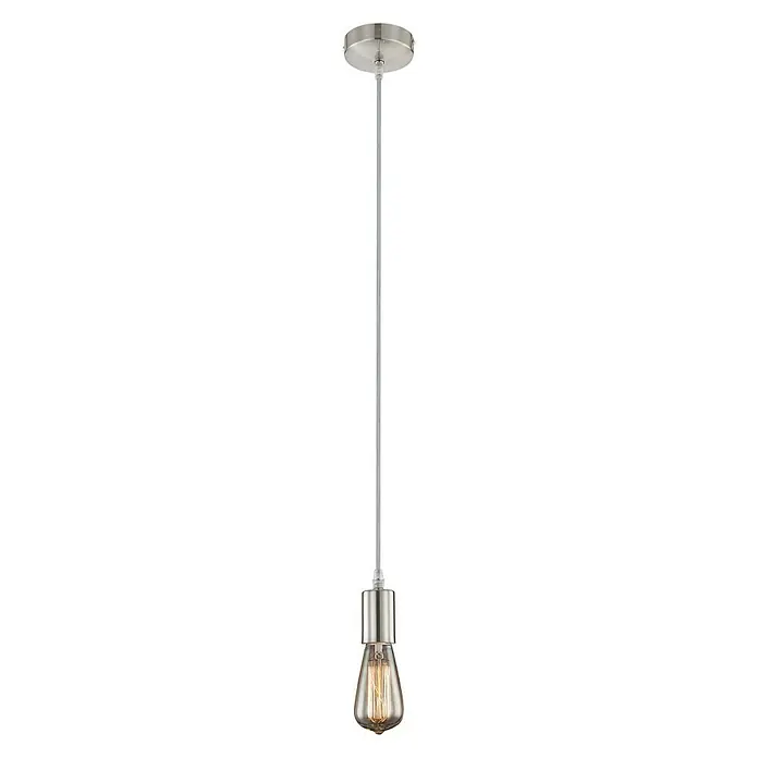 Globo Lámpara colgante redonda - 60 W, Ø x Al: 10 x 140 cm, Gris, E27 - Elegante lámpara colgante con un cordón largo y elegante y una bombilla decorativa, que emite un brillo cálido y acogedor.