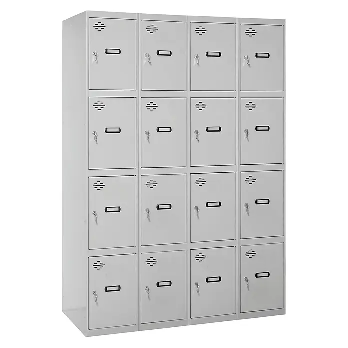 Simonrack Simonlocker Taquilla locker Prof. Doors - L x An x Al: 50 x 120 x 180 cm, Gris/Gris, Número de puertas: 16 ud. - Taquilla metálica con 16 compartimentos y cerraduras para un almacenamiento seguro. Ideal para oficinas, escuelas y vestuarios. Construcción robusta.