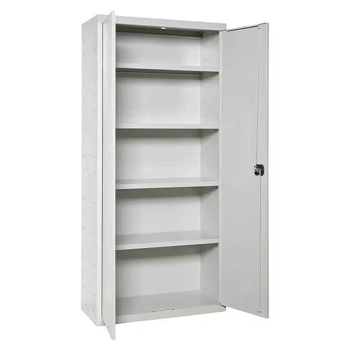 Simonrack Simonlocker Armario multiusos metálico Multi Professional - L x An x Al: 40 x 80 x 180 cm, Número de puertas: 2 ud., Gris - Armario metálico gris abierto con cinco estantes para guardar diversos objetos.