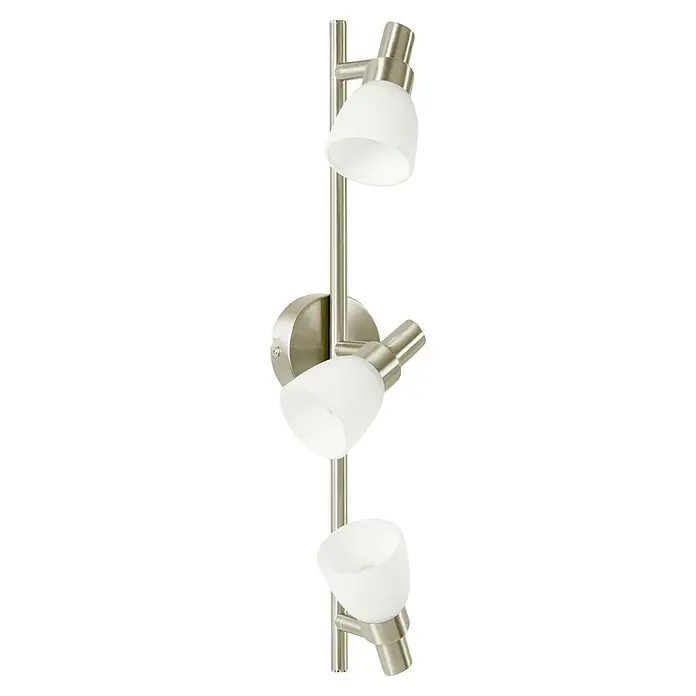 Osram Regleta LED 827 - 6 W, L x An x Al: 46,5 x 8 x 16 cm, Blanco/Plateado, Blanco cálido - Una lámpara de pared moderna con tres focos en níquel cepillado con pantallas blancas. Perfecta para iluminación enfocada en cualquier habitación.