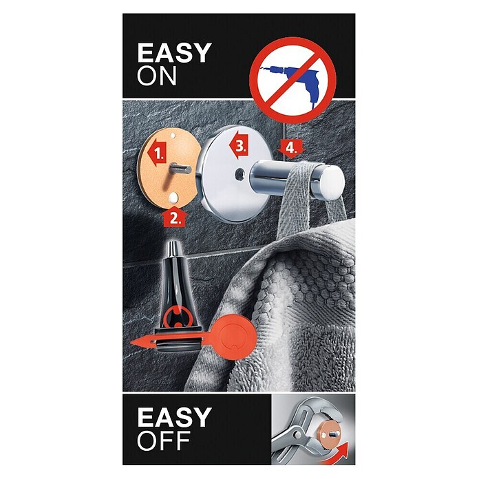 tesa Wandhaken Powerbutton Universal (Größe: Mittel, Rund, Selbstklebend)