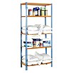 Simonrack Maderclick Estantería para cargas pesadas Superplus 5/500 (L x An x Al: 50 x 110 x 200 cm, Capacidad de carga: 150 kg/balda, Número de baldas: 5 ud., Azul/Naranja)