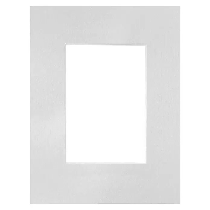 Nielsen Passepartout - 18 x 24 cm, Wachsgrau, Bildformat: 10 x 15 cm - Weißes Passepartout mit rechteckiger Öffnung.
