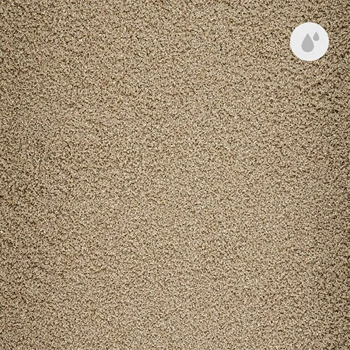 Min2C Kinderspielsand Hund- und Katzenabweisend - 25 kg - Nahaufnahme eines Teppichs in Sandfarbe mit wasserabweisender Beschichtung, ideal für stark frequentierte Bereiche.