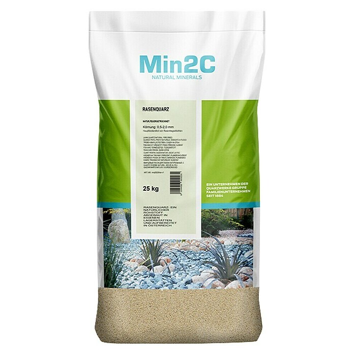 Min2C Rasenquarz (Grau/Beige, 25 kg, Körnung: 0,5 mm - 2 mm)