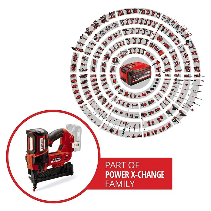 Einhell Professional PXC 18V Akku-Tacker FIXETTO 18/40 S - 18 V, Ohne Akku - Akku-betriebener Tacker Einhell PURE FERREX mit rotem Gehäuse, Teil der Power X-Change Familie.
